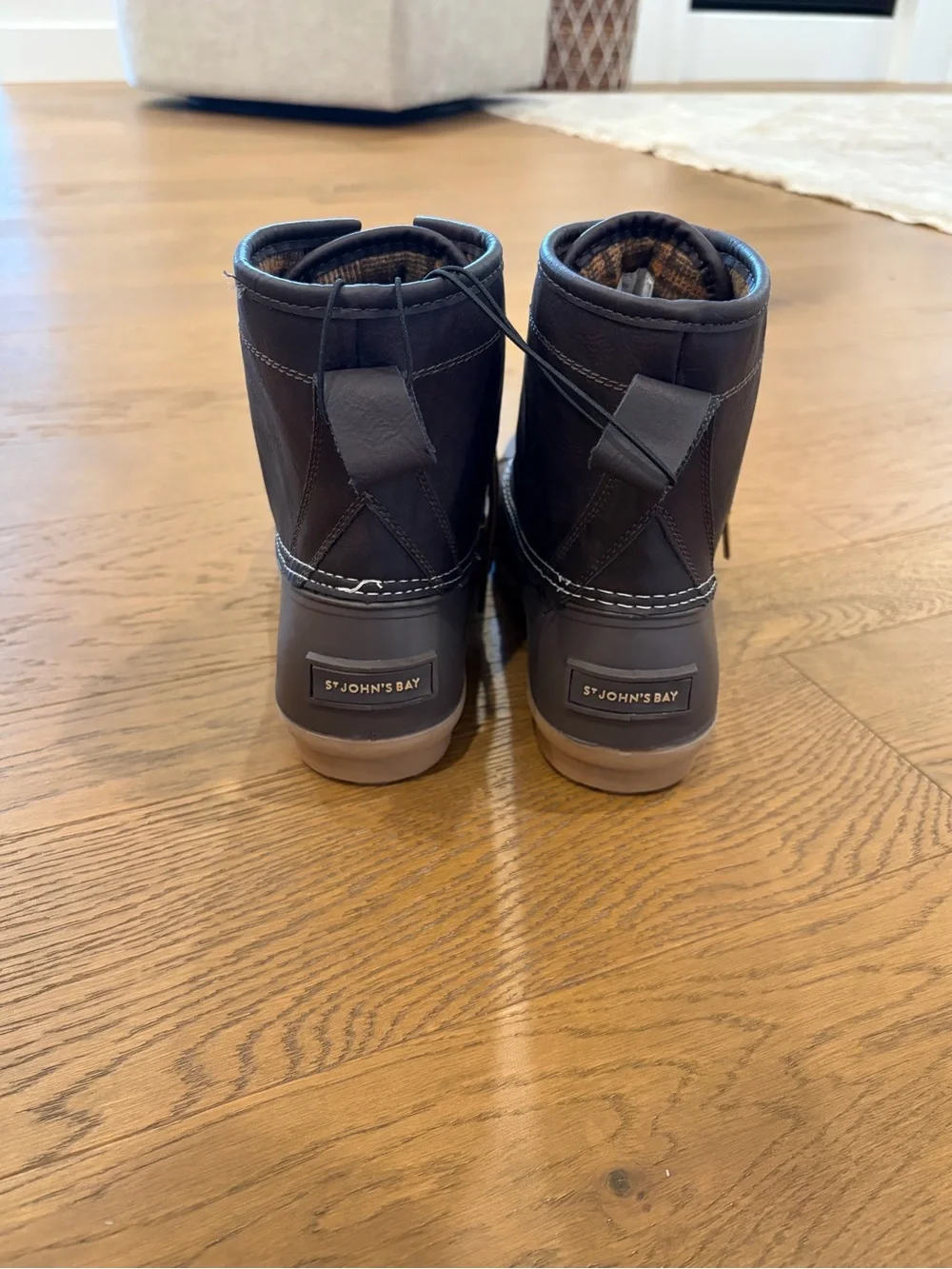 Women’s St. John's Bay Lined Brown Duck Boots with Gold Laces